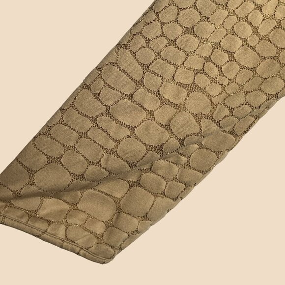 Talbots Top Womens 2X Gold Animal Print Cap Sleeve Boat Neck Long‎ Sleeve Nylon - Picture 6 of 9